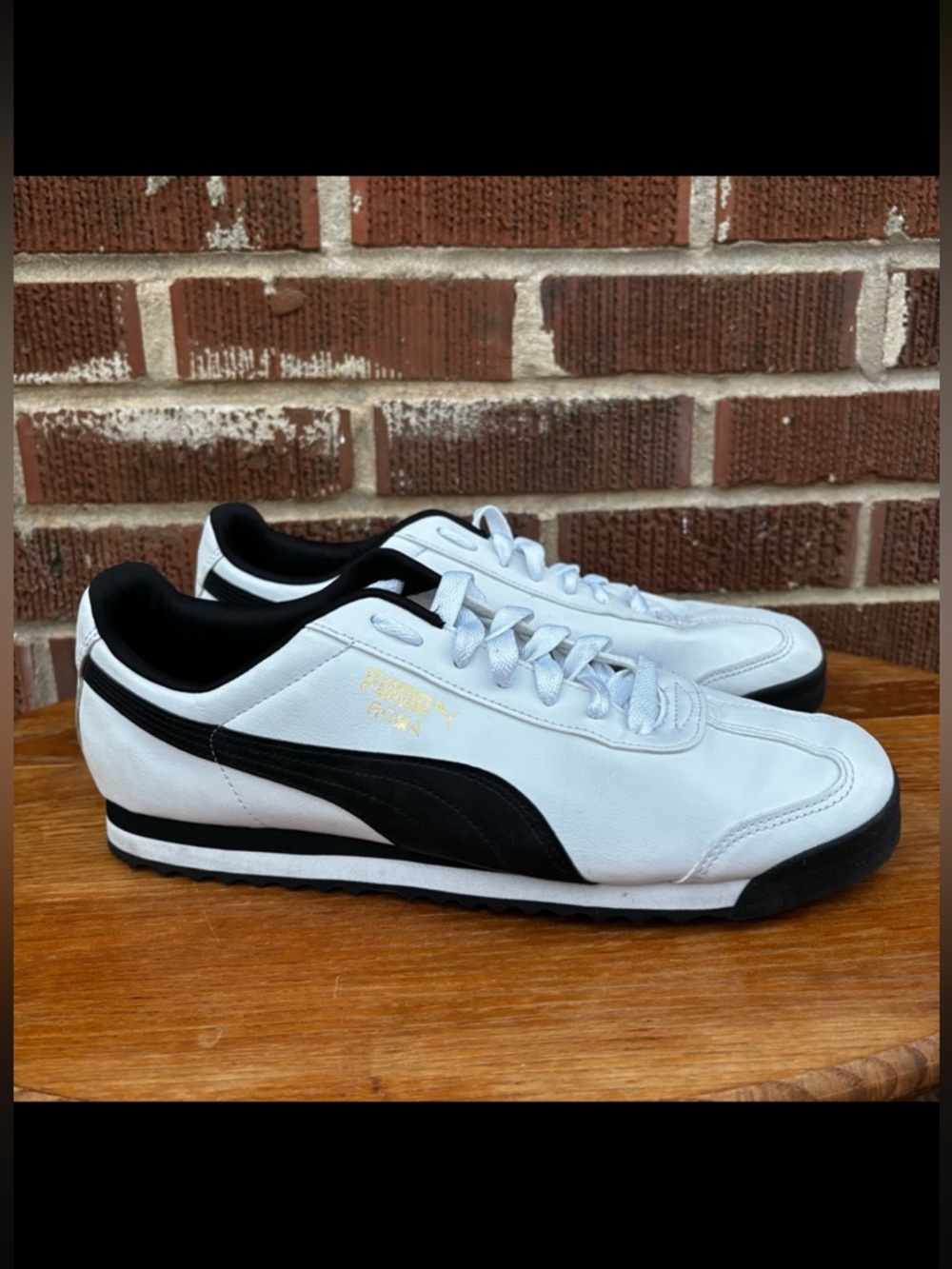 PUMA Roma Mens Size 12 Basic White Black Sneakers 353572-04